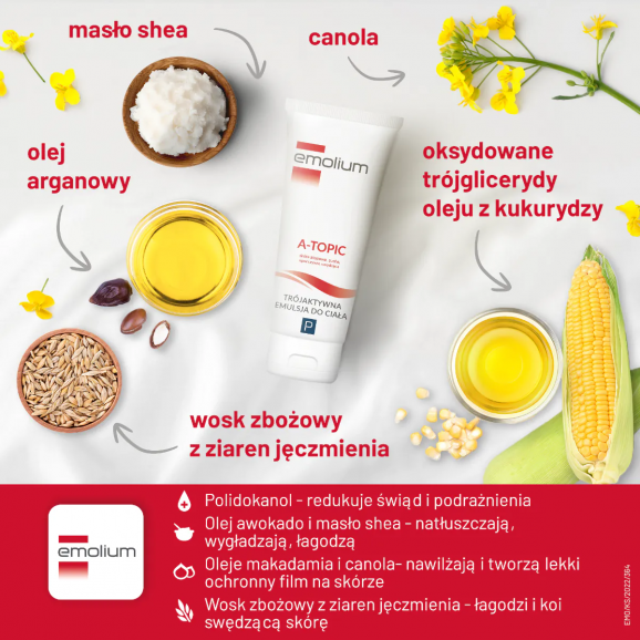 Emolium A-Topic Kojąca trójaktywna emulsja do ciała (200 ml) Emolium A-Topic Kojąca trójaktywna emulsja do ciała (200 ml) - zdjęcie produktu