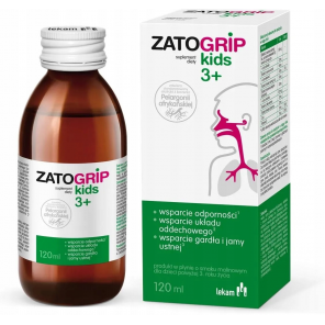 [28.02.2026] Zatogrip Kids 3+, smak malinowy, płyn, 120 ml - zdjęcie produktu