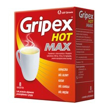 Gripex Hot MAX, proszek do sporządzenia roztworu doustnego, 8 saszetek