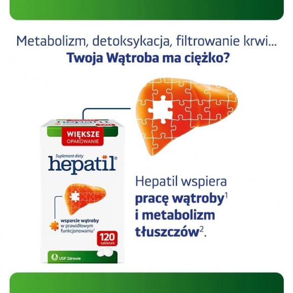 Hepatil, 120 tabletek - wsparcie wątroby w prawidłowym funkcjonowaniu - zdjęcie produktu