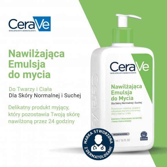 CeraVe Nawilżająca Emulsja do mycia skóry suchej i normalnej (236 ml) - zdjęcie produktu