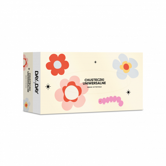 Day By Day Chusteczki higieniczne 3-warstwowe Kwiaty (90 szt.) Day By Day Chusteczki higieniczne 3-warstwowe Kwiaty (90 szt.) - zdjęcie produktu