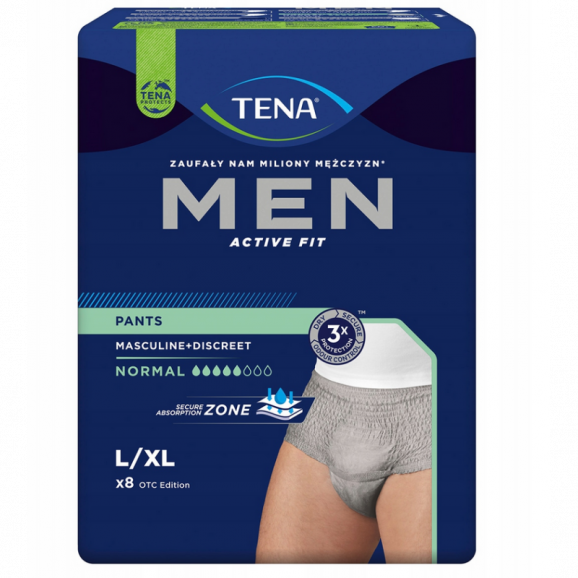 TENA Men Pants Normal Grey L/XL – wyrób medyczny (30 sztuk) TENA Men Pants Normal Grey L/XL – wyrób medyczny (30 sztuk) - zdjęcie produktu