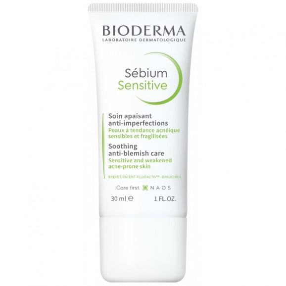 Bioderma Sebium Sensitive, łagodzący krem wspomagający leczenie skóry trądzikowej, 30 ml - zdjęcie produktu