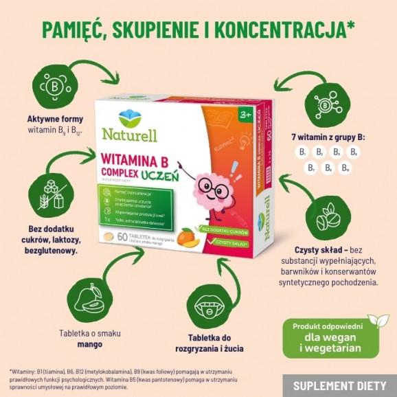 Naturell Witamina B Complex Uczeń 60 tabletek – suplement diety - zdjęcie produktu
