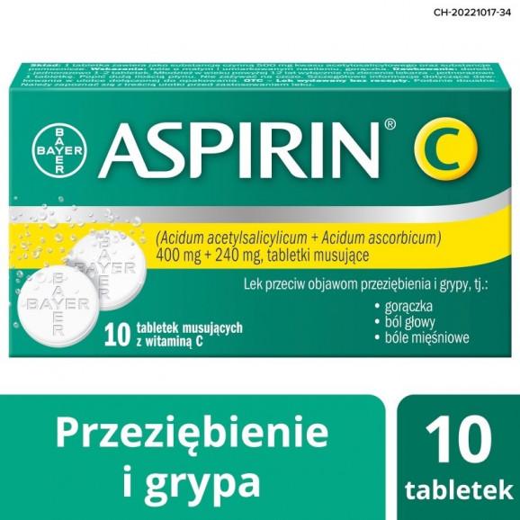 [31.03.2026] Aspirin C, 400 mg + 240 mg, tabletki musujące, 10 sztuk - zdjęcie produktu