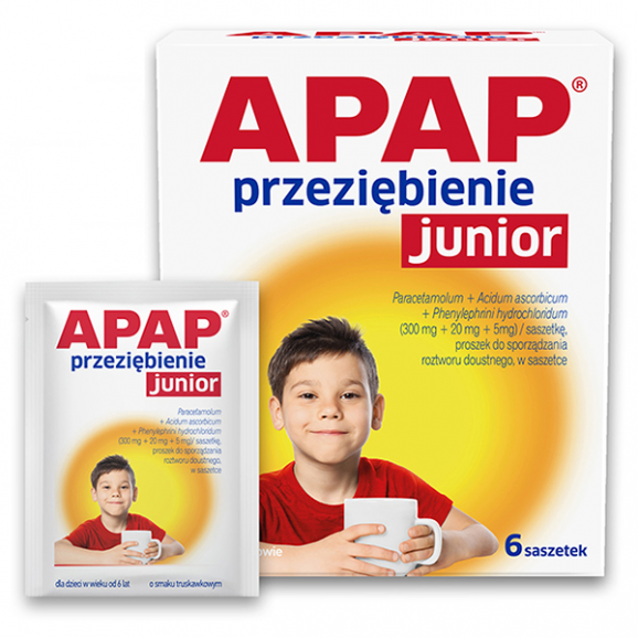 [31.03.2026] Apap Przeziębienie Junior, proszek, saszetki, 6 szt. - zdjęcie produktu