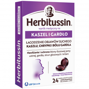 Herbitussin – Kaszel i Gardło pastylki nawilżające (24 sztuki) - zdjęcie produktu