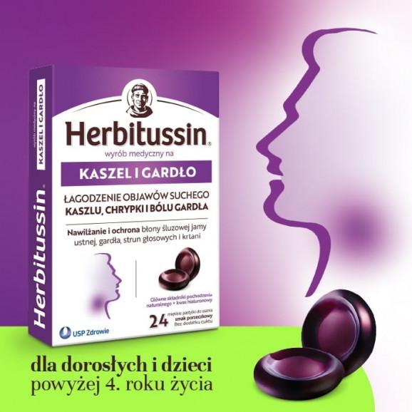 Herbitussin – Kaszel i Gardło pastylki nawilżające (24 sztuki) Herbitussin – Kaszel i Gardło pastylki nawilżające (24 sztuki) - zdjęcie produktu