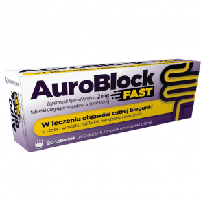 AuroBlock Fast 2 mg – lek przeciwbiegunkowy (20 tabletek) - zdjęcie produktu