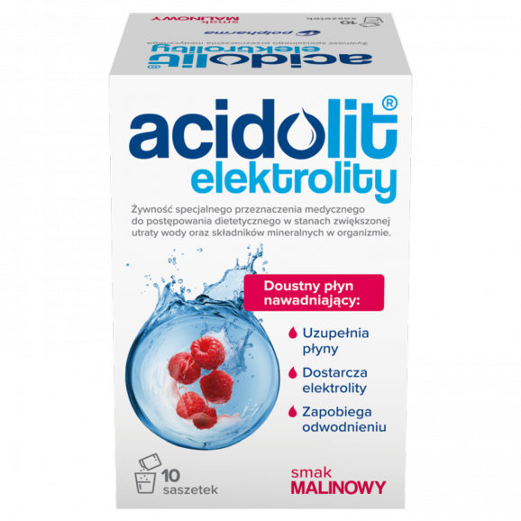 Acidolit Smak Malinowy (10 saszetek) – środek specjalnego przeznaczenia medycznego - zdjęcie produktu
