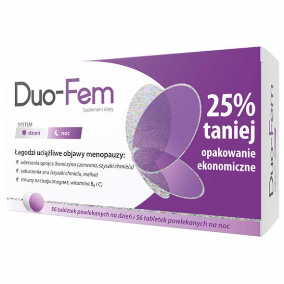 Duo-Fem 56 tabletek na dzień + 56 tabletek na noc Duo-Fem 56 tabletek na dzień + 56 tabletek na noc - zdjęcie produktu