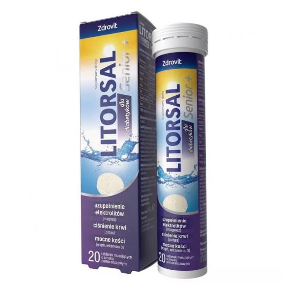 Zdrovit Litorsal Senior+ dla diabetyków (tabletki musujące, 20 sztuk) Zdrovit Litorsal Senior+ dla diabetyków (tabletki musujące, 20 sztuk) - zdjęcie produktu