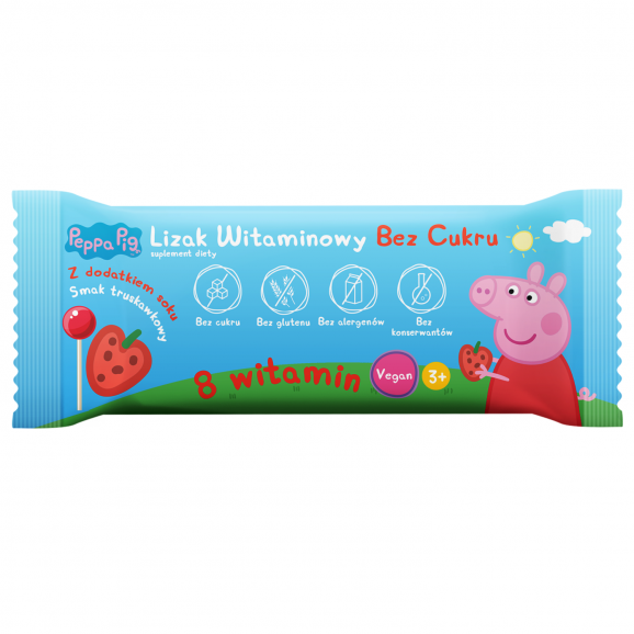 Świnka Peppa, lizak witaminowy bez cukru, 1 szt. Świnka Peppa, lizak witaminowy bez cukru, 1 szt. - zdjęcie produktu