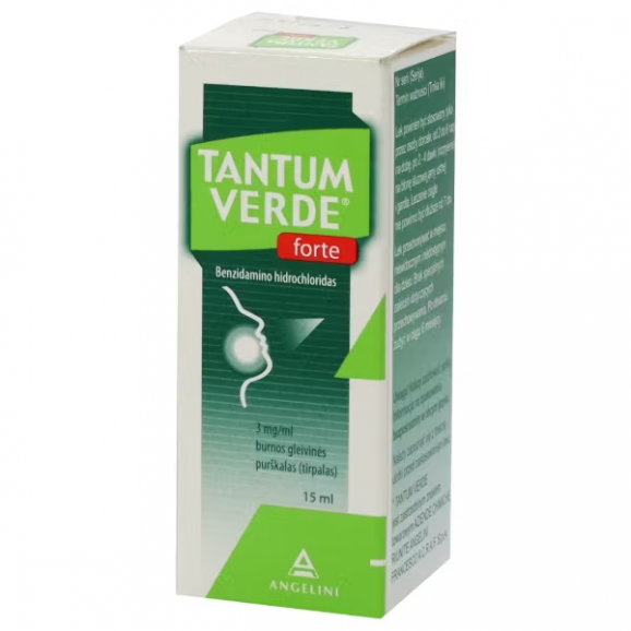 Tantum Verde Forte 3 mg/ml, Aerozol do stosowania w jamie ustnej i gardle, 15 ml Tantum Verde Forte 3 mg/ml, Aerozol do stosowania w jamie ustnej i gardle, 15 ml - zdjęcie produktu