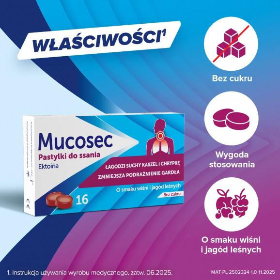 Mucosec Ektoina Pastylki do ssania, 16 sztuk - zdjęcie produktu