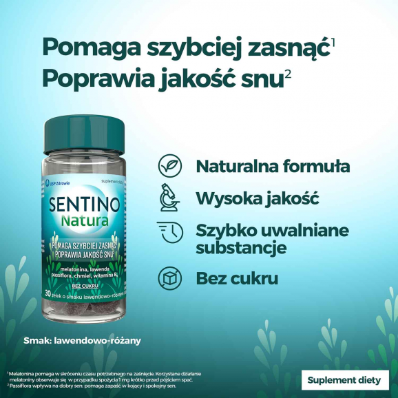 [11.04.2026] Sentino Natura – żelki na poprawę snu – suplement diety (30 sztuk) - zdjęcie produktu