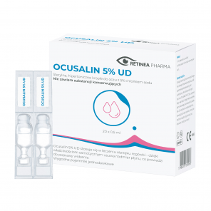 OCUsalin 5% krople do oczu – wyrób medyczny (20 minimsów a 0,5 ml) - zdjęcie produktu