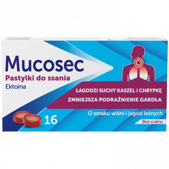Mucosec Ektoina Pastylki do ssania, 16 sztuk - zdjęcie produktu