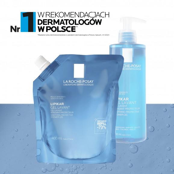 La Roche-Posay Lipikar, delikatny żel myjący do twarzy i ciała, skóra wrażliwa, zapas, 400 ml - zdjęcie produktu