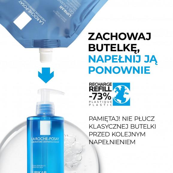 La Roche-Posay Lipikar, delikatny żel myjący do twarzy i ciała, skóra wrażliwa, zapas, 400 ml - zdjęcie produktu