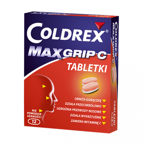 Coldrex MaxGrip C, 12 tabletek Coldrex MaxGrip C, 12 tabletek - zdjęcie produktu
