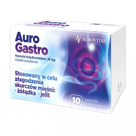 AuroGastro 10 mg – lek przeciwskurczowy (10 tabletek) AuroGastro 10 mg – lek przeciwskurczowy (10 tabletek) - zdjęcie produktu
