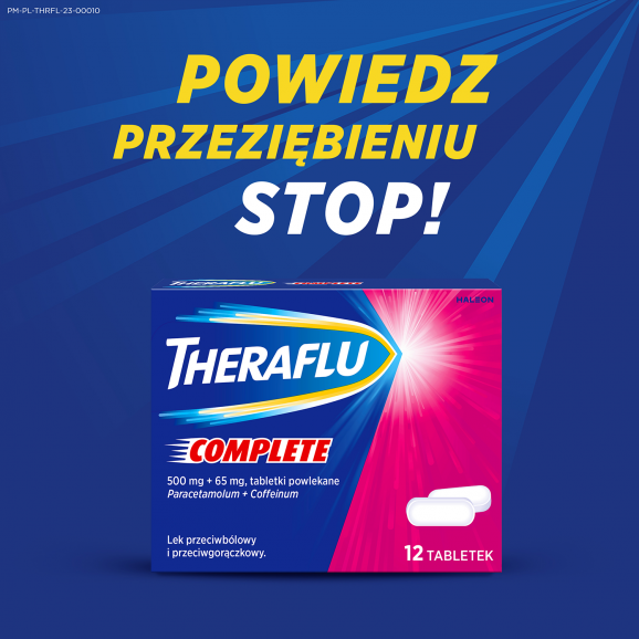 Theraflu Complete 500 mg + 65 mg – lek przeciwbólowy i przeciwgorączkowy (12 tabletki powlekane) Theraflu Complete 500 mg + 65 mg – lek przeciwbólowy i przeciwgorączkowy (12 tabletki powlekane) - zdjęcie produktu