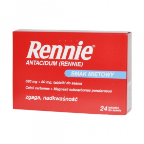 Rennie Antacidum, tabletki do ssania o smaku miętowym (24 tabletki) - zdjęcie produktu