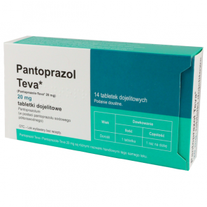 Pantoprazol Teva 20 mg – lek bez recepty (14 tabletek dojelitowych) - zdjęcie produktu