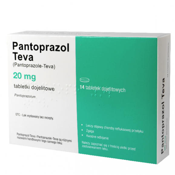 Pantoprazol Teva 20 mg – lek bez recepty (14 tabletek dojelitowych) - zdjęcie produktu