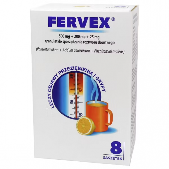 Fervex Granulat do sporządzania roztworu doustnego, 8 saszetek Fervex Granulat do sporządzania roztworu doustnego, 8 saszetek - zdjęcie produktu