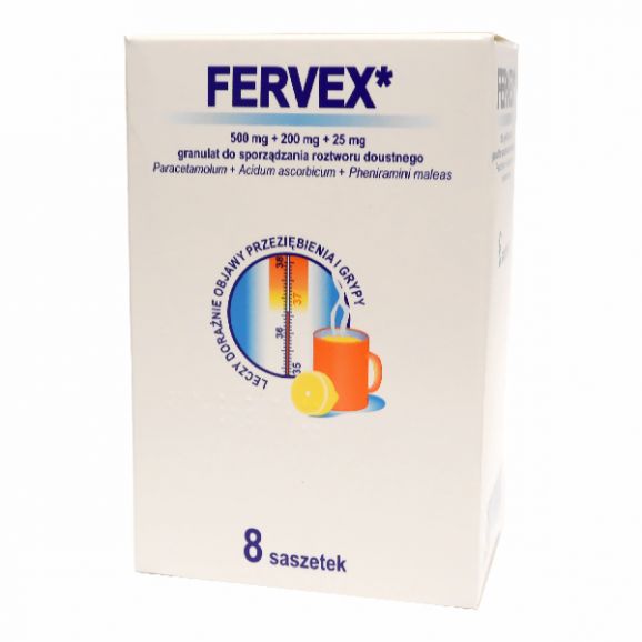 Fervex Granulat do sporządzania roztworu doustnego, 8 saszetek Fervex Granulat do sporządzania roztworu doustnego, 8 saszetek - zdjęcie produktu
