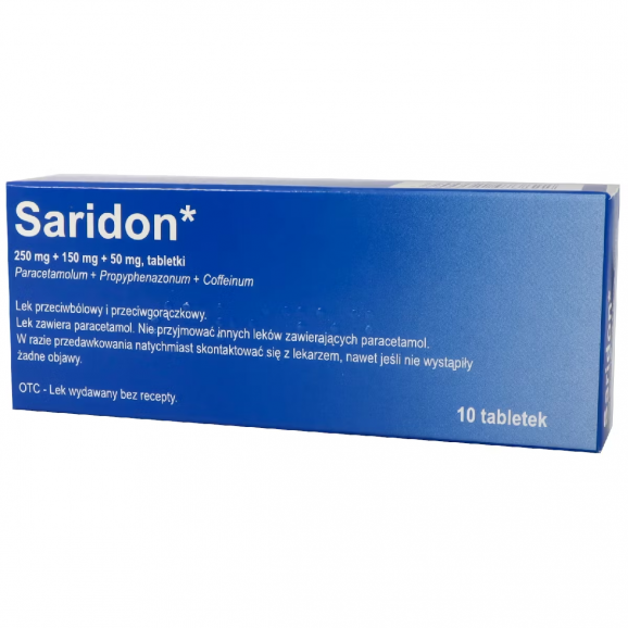 Saridon – lek na ból i gorączkę (import równoległy, 10 tabletek) Saridon – lek na ból i gorączkę (import równoległy, 10 tabletek) - zdjęcie produktu