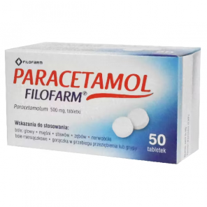 Paracetamol Filofarm, 500 mg, 50 tabletek - zdjęcie produktu