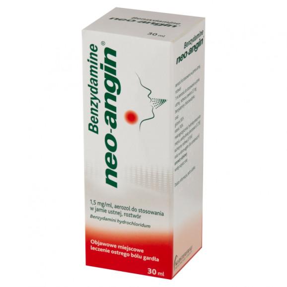 Benzydamine Neo-Angin 1,5 mg/ml – aerozol do gardła (30 ml) Benzydamine Neo-Angin 1,5 mg/ml – aerozol do gardła (30 ml) - zdjęcie produktu