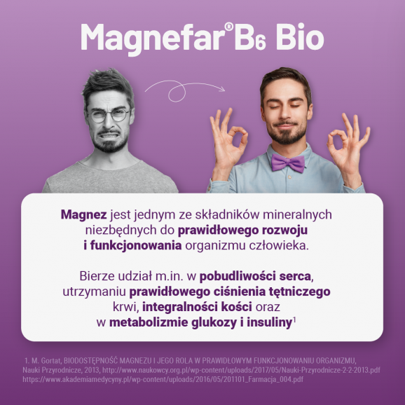 Magnefar B6 Bio – lek OTC (60 tabletek powlekanych) - zdjęcie produktu