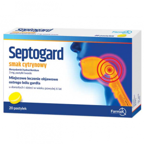 Septogard smak cytrynowy – pastylki do ssania 3 mg, 20 sztuk - zdjęcie produktu