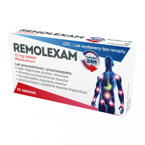 Remolexam, 7,5 mg – lek przeciwbólowy i przeciwzapalny (10 tabletek) Remolexam, 7,5 mg – lek przeciwbólowy i przeciwzapalny (10 tabletek) - zdjęcie produktu