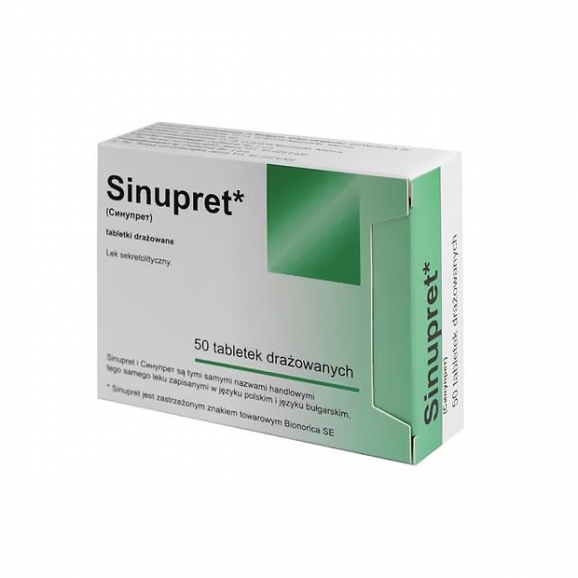Sinupret – 50 tabletek drażowanych (lek roślinny wspierający zatoki) Sinupret – 50 tabletek drażowanych (lek roślinny wspierający zatoki) - zdjęcie produktu