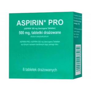 Aspirin Pro – tabletki przeciwbólowe i przeciwgorączkowe 500 mg, 8 szt. - zdjęcie produktu