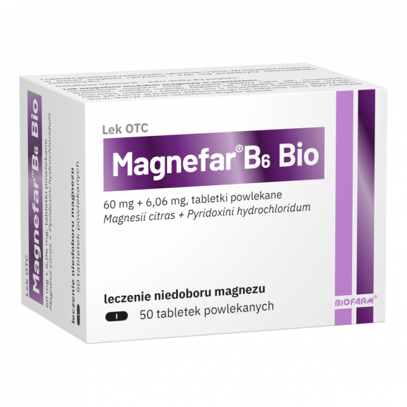 Magnefar B6 Bio – lek na niedobory magnezu (50 tabletek) Magnefar B6 Bio – lek na niedobory magnezu (50 tabletek) - zdjęcie produktu
