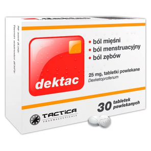 Dektac 25 mg – lek przeciwbólowy (30 tabletek) - zdjęcie produktu