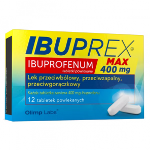 Ibuprex Max 400 mg, tabletki powlekane – lek przeciwbólowy, przeciwzapalny i przeciwgorączkowy (12 szt.) - zdjęcie produktu