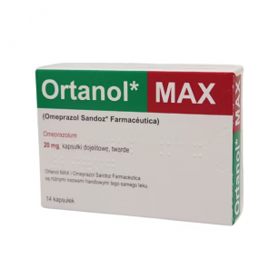 Ortanol Max kapsułki dojelitowe twarde 20 mg – lek na zgagę (14 kapsułek) - zdjęcie produktu