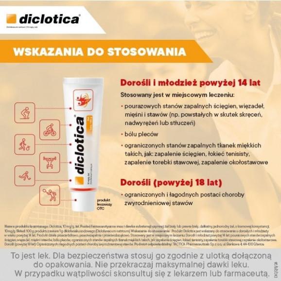 Diclotica 10 mg/g, żel, 100 g Diclotica 10 mg/g, żel, 100 g - zdjęcie produktu