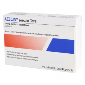 Aescin 20 mg, 90 tabletek dojelitowych (import równoległy Pharmapoint) - zdjęcie produktu