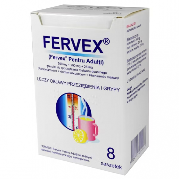 Fervex Granulat do sporządzania roztworu doustnego (8 saszetek) Fervex Granulat do sporządzania roztworu doustnego (8 saszetek) - zdjęcie produktu