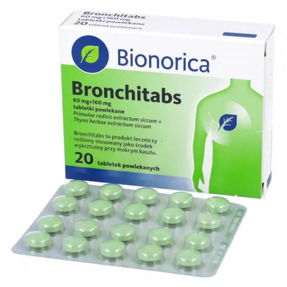 Bronchitabs 60 mg+160 mg – produkt leczniczy (20 tabletek) - zdjęcie produktu