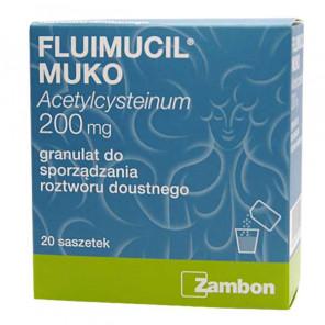 Fluimucil Muko 200 mg – granulat do sporządzania roztworu doustnego (20 saszetek) - zdjęcie produktu